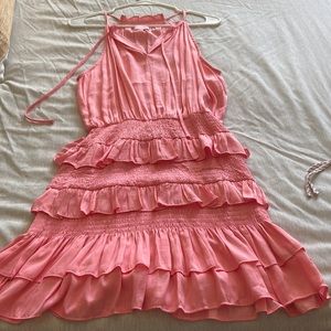 Pink lily bubblegum pink ruffled dress